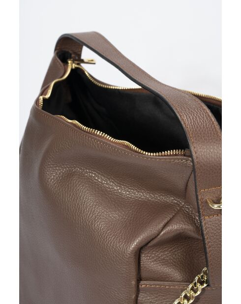 Bolso de hombro de piel marrón 4241 - 43x17x29 cm