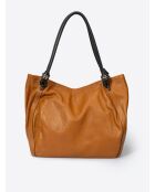 Bolso de hombro Vinnie Camel de piel - 32x14x28 cm