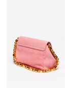 Sac à pochette en cuir rose poudrée