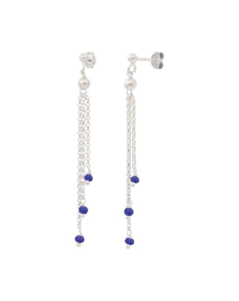 Boucles d'oreilles en Argent et cristal bleu