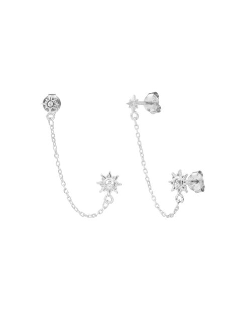 Boucles d'oreilles 2 trous en Argent et oxyde de zirconium
