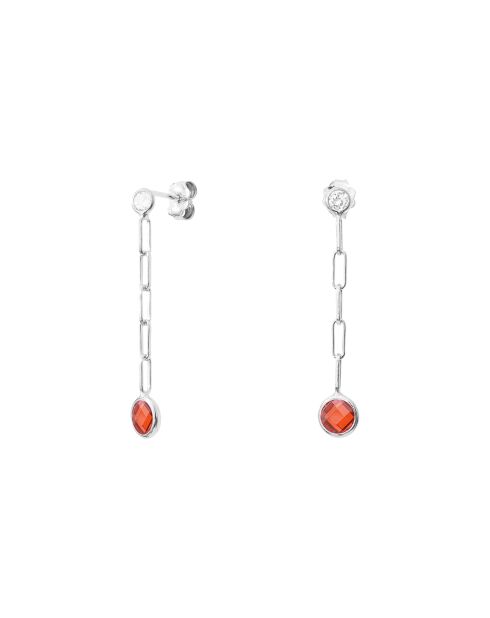 Boucles d'oreilles en Argent et cristal rouge