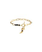 Armband van goudkleurig staal en zwarte hars