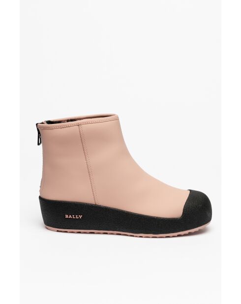 Bottines en cuir Julia noires/rose poudré