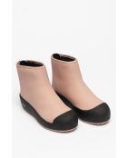 Bottines en cuir Julia noires/rose poudré
