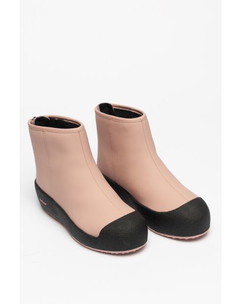 Bottines en cuir Julia noires/rose poudré