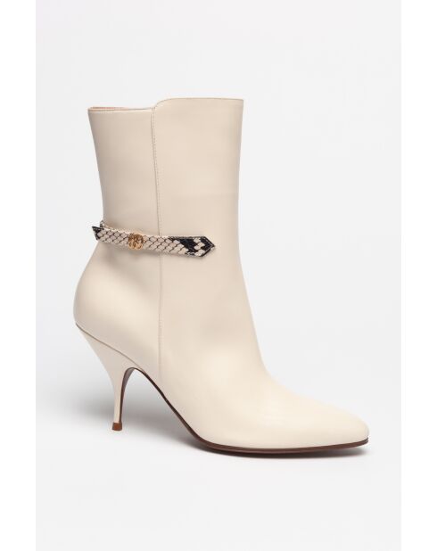 Stivali Odeya in pelle off-white