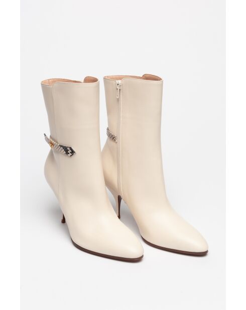 Stivali Odeya in pelle off-white