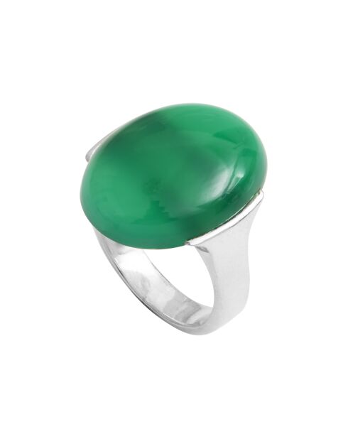 Zilveren ring en groene halfedelsteen