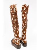 Bottes en fourure Agathe Marron caramel/imprimé blanc