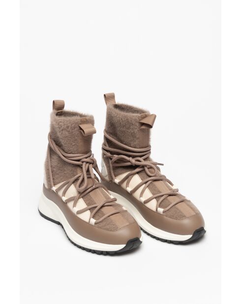 Baskets marron Alix taupes/blanc cassé