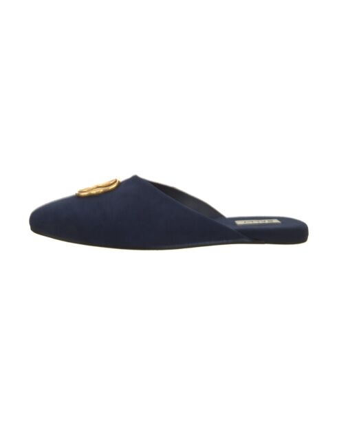 Marineblaue Lederpantoffeln Enzo