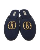 Marineblaue Lederpantoffeln Enzo