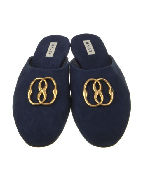 Marineblaue Lederpantoffeln Enzo