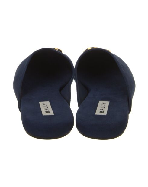 Marineblaue Lederpantoffeln Enzo