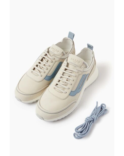 Baskets en cuir Fantine blanc cassé/bleu ciel