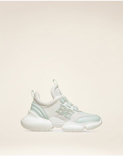 Baskets en cuir Louve bleu ciel/blancs