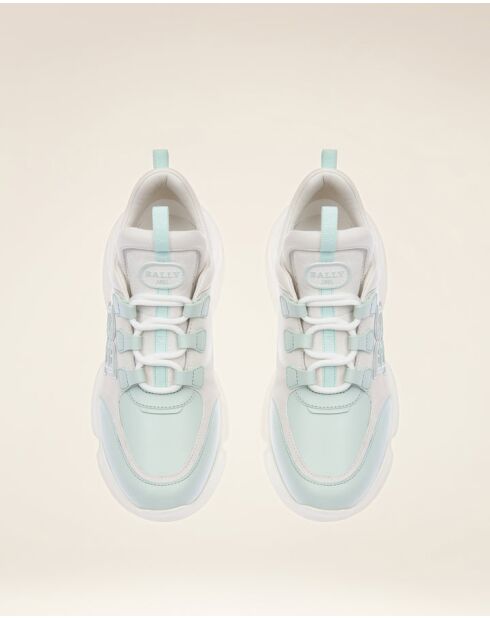 Baskets en cuir Louve bleu ciel/blancs