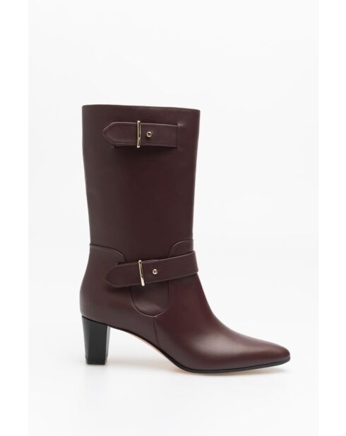 Botas Denice de piel burdeos