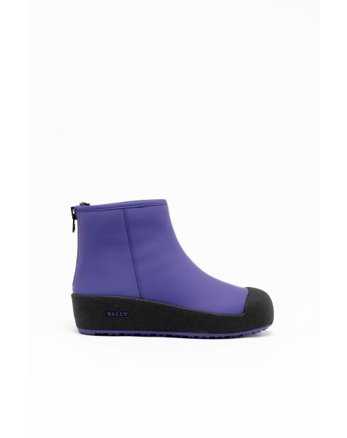 Bottines en cuir Julia bleu myrtille /noires
