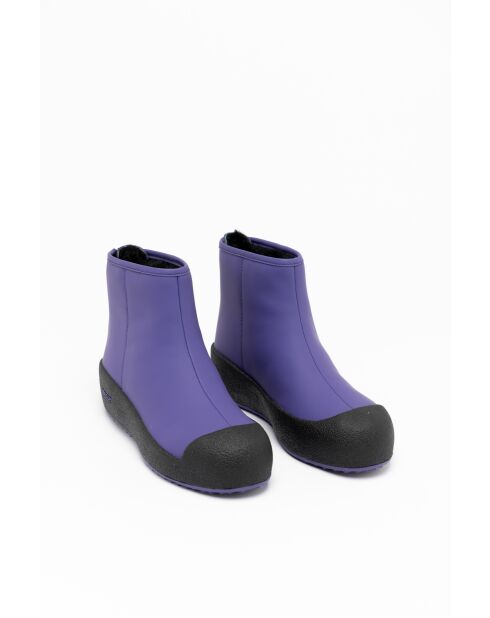 Bottines en cuir Julia bleu myrtille /noires