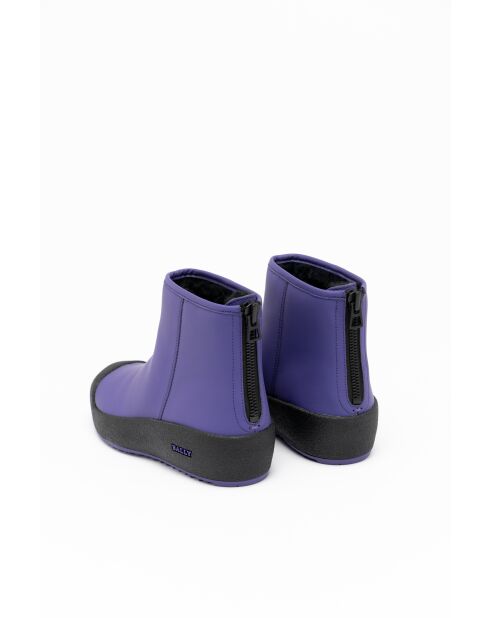 Bottines en cuir Julia bleu myrtille /noires