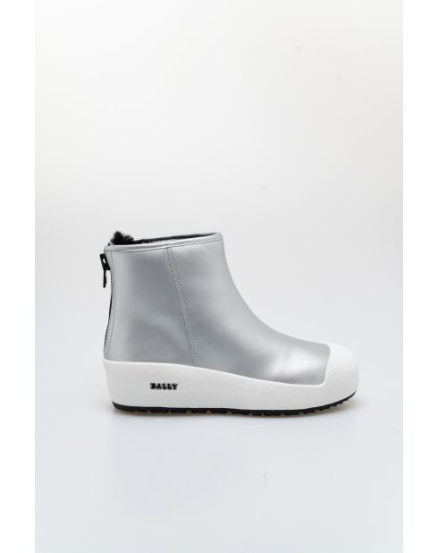 Bottines en cuir Iris argentées/blanches