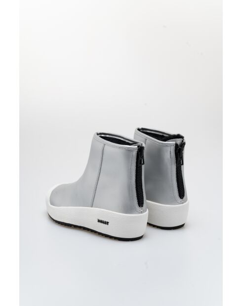 Bottines en cuir Iris argentées/blanches