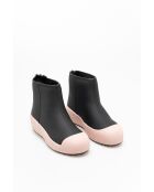 Bottines en cuir Julia noires/rose clair