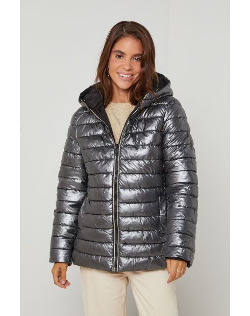 Fausse fourrure Aurore noire/anthracite