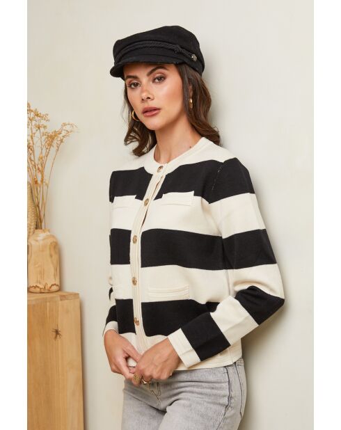 Milena Schwarz-Beige Jacke