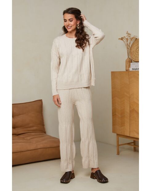 Elvyna Beige set met trui en broek