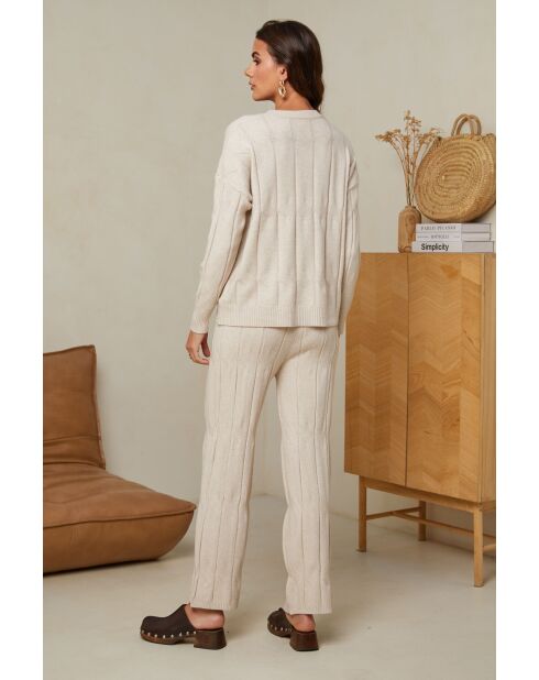 Elvyna Beige set met trui en broek