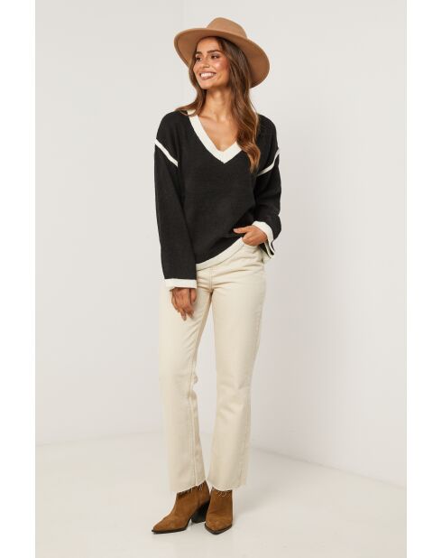 Pull Sienna noir et blanc
