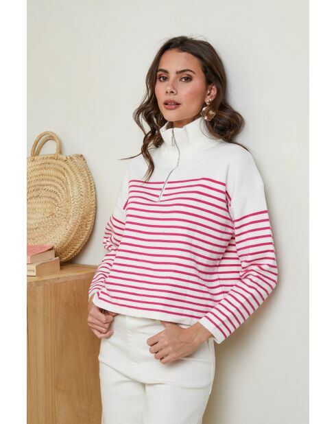 Ivana Weißer rosafarbener Pullover