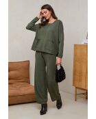 Kaki set van trui en broek Soléna