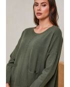 Kaki set van trui en broek Soléna