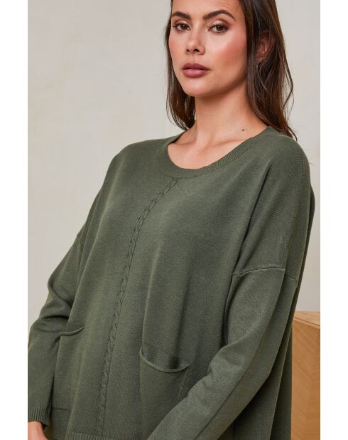 Soléna Khakifarbenes Set aus Pullover und Hose