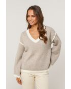 Ysoltéa Taupe/Witte trui