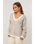 Ysoltéa Taupe/Witte trui