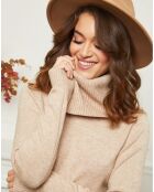 Maglione a collo alto beige Lola