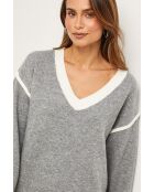 Pull Sienna gris et blanc