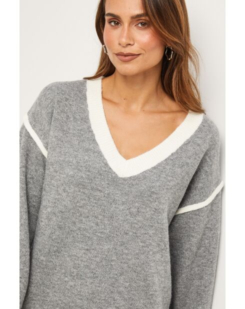 Pull Sienna gris et blanc