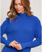 Robe Eclose en Cachemire mélangé bleu roi