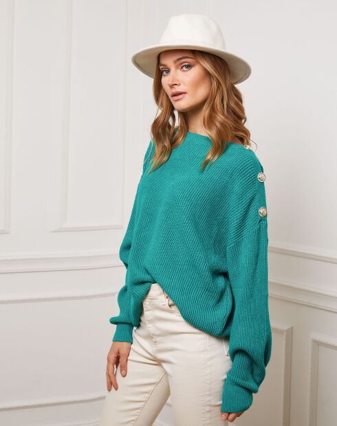 Pull Burny en Cachemire mélangé vert