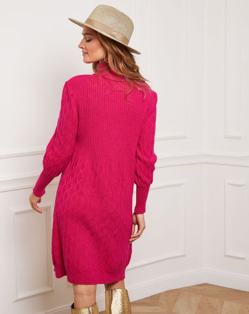 Robe Eclose en Cachemire mélangé fuchsia