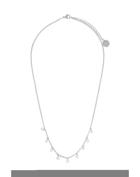 Collier en Acier & Cristal argenté/blanc