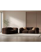 Sofá Loretto de 2 plazas de terciopelo chocolate - 180x100x68 cm