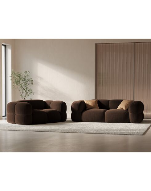 Loretto 2-Sitzer-Sofa aus schokoladenfarbenem Samt — 180 x 100 x 68 cm