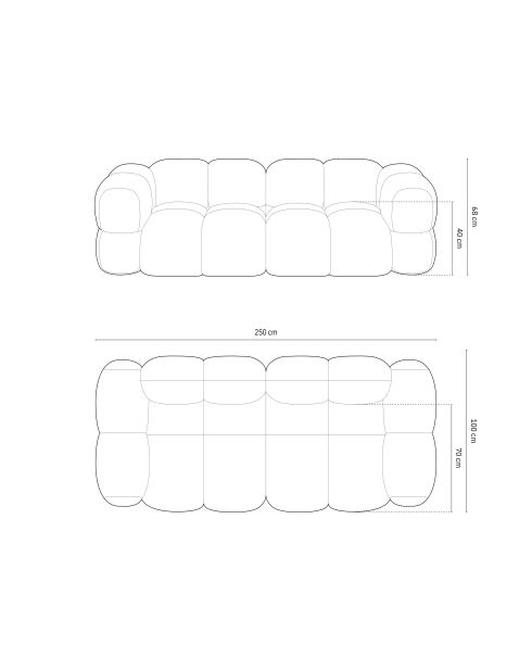 Loretto Samtsofa 4 Sitze schokoladenbraun - 250x100x68 cm